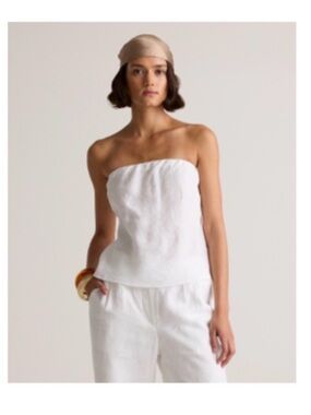 Quince European linen White Strapless Bandeau Top